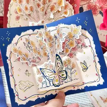 20 шт. праздничная горячая штамповка 3D поздравительная открытка ко дню матери поздравительная открытка на день рождения конверт с 3D цветочным благодарственным письмом 1pcs розовый