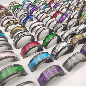 20 шт. Премиум-образное покрытие в виде ракушки, черное ювелирное кольцо из нержавеющей стали, титановое стальное кольцо 17 чёрный