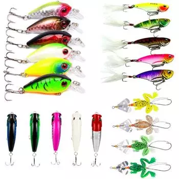 20 шт., приманки для рыбалки на открытом воздухе, металлические блесны, воблеры, ассорти, рыболовные снасти