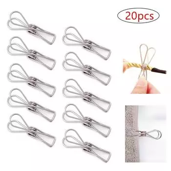 20 шт. прищепки из нержавеющей стали, вешалка, зажимы, бытовые зажимы, сушилка для носков, нижнего белья
