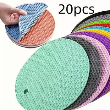 20 шт. прочных сотовых силиконовых салфеток под приборы - нескользящие, устойчивые к пятнам, термостойкие, создают стильную обстановку на кухне и в столовой 20pcs