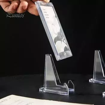 20 шт., прозрачная акриловая подставка для монет, мини-стабильная треугольная коллекционная карточка, маленькая художественная нашивка, памятная медаль, держатель для дисплея, стойка для выставок чистый
