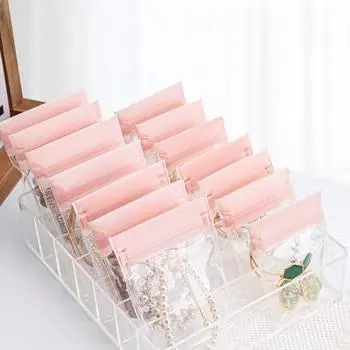 20 шт. прозрачная сумка для ювелирных изделий на молнии EVA маленькая сумка для хранения сережек браслетов для дома 7*8cm розовый