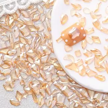 20 шт., прозрачные сверла с плоским дном Aurora, шампанское, супер блестящие стеклянные сверла для маникюра специальной формы, сверла для украшения ногтей