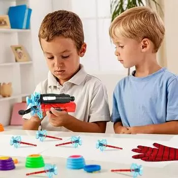 20 шт. Пусковая установка паука, плюющиеся перчатки, липкая настенная пуля, пистолет, присоска, снаряд, игрушки, детские пусковые игрушки на запястье As shown