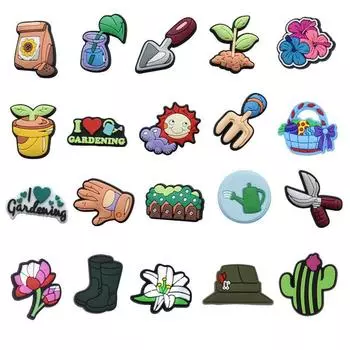 20 шт. ПВХ-подвески для обуви на тему садоводства для украшения обуви, аксессуары для обуви 20pcs
