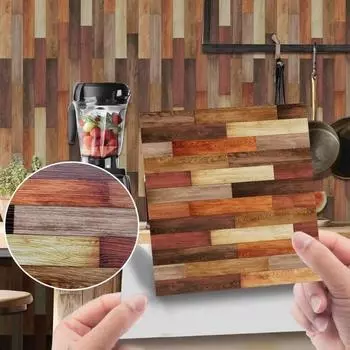 20 шт. ПВХ самоклеящиеся водонепроницаемые наклейки на плитку с рисунком под дерево для кухни, ванной комнаты, настенные наклейки для гостиной, спальни, домашнего декора 10x10cm-20pcs