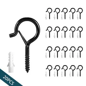 20 шт. Q-вешалка из нержавеющей стали, винтовые крючки с защитной пряжкой для гирлянды, потолочный светильник, цветочный горшок, зажимы для освещения сада, двора, патио