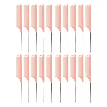 20 шт. расческа для крысиного хвоста, пластиковая расческа из углеродного волокна, профессиональная расческа для укладки волос со стальными штифтами