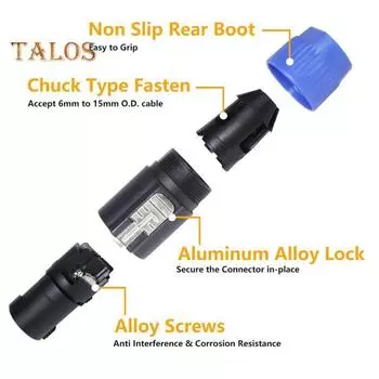 20 шт. разъемов для акустических проводов, 4-полюсный аудиокабель для акустических систем, адаптер с поворотным замком, разъем для акустических систем для усилителя Speakon NL4FC синий