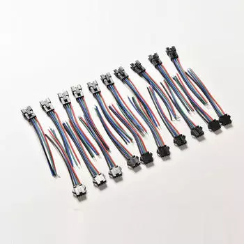 20 шт. разъемов «папа» и «мама» 4-контактный с проводом для драйвера/ленты RGB-светодиодов 5050/3528