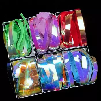 20 шт., разноцветные целлофановые полоски «Аврора», красочные наклейки для ногтей, украшение для дизайна ногтей с коробкой