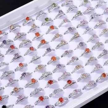 20 шт. разноцветные хрустальные смешанные кольца, ювелирные изделия на палец, кольцо на палец