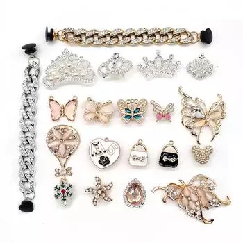 20 шт. Разные дизайны Блестящие цепочки Аксессуары для обуви для женщин девушек