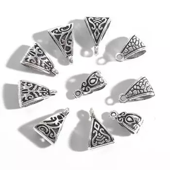 20 шт. разных размеров полые треугольные подвески из сплава, серебряные свободные бусины для изготовления ювелирных изделий, браслет, ожерелье, серьги 7*14mm серебряный
