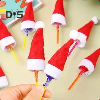 20 шт. Рождественская шляпа в виде конфеты, колпачок для пальца, украшение в виде леденца, мини-колпачок Санты, украшение для стола на Новый год, чехлы для бутылок вина, вечеринки красный