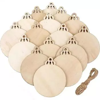 20 шт. Рождественские деревянные безделушки, круглые деревянные ломтики, деревянные диски, подвесные украшения, безделушки для поделок, украшения для рождественской елки Star