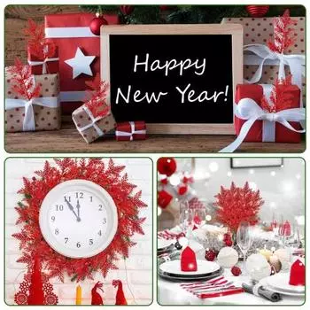 20 шт., рождественские искусственные сосновые иглы, блестящие многоразовые украшения для дома «сделай сам», рождественские сосновая ветка, выбор ветки, товары для вечеринок чёрный