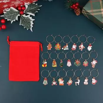 20 шт. Рождественские маркеры для винных бокалов, винные подвески, праздничные маркеры для напитков, подвески для винных бокалов 20Pcs