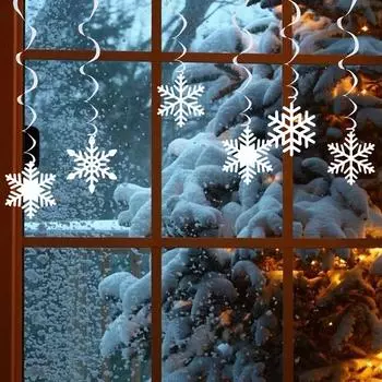 20 шт. Рождественские потолочные украшения в виде завитков со снежинками, подвесные украшения для внутренних и наружных празднеств, вечеринок