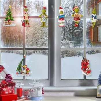 20 шт. Рождественское украшение на елку, мультяшный зеленый эльф с подвеской в виде шапки Санты, акриловое 2D плоское деревце, подвесное украшение для дома, автомобиля, рюкзака, вечеринки, декора 20PCS