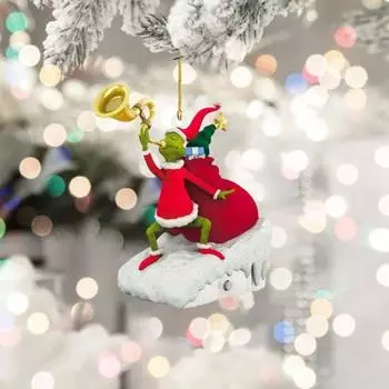 20 шт. Рождественское украшение на елку, мультяшный зеленый эльф с подвеской в виде шапки Санты, акриловое 2D плоское деревце, подвесное украшение для дома, автомобиля, рюкзака, вечеринки, декора 20PCS