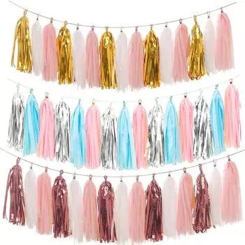 20 шт. розовое золото переливающиеся салфетки «сделай сам» гирлянды с кисточками для детского душа девичник свадьба день рождения украшения поставки