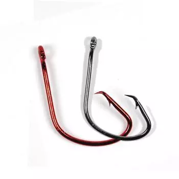 20 шт. рыболовный крючок из высокоуглеродистой стали 7381, черный, красный цвет, рыболовные крючки, размер 2/0, 3/0, 4/0, 5/0, 6/0, спортивные круглые рыболовные крючки для морской воды #3/0 чёрный