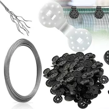 20 шт. съемный зажим для солнцезащитной сетки, тросы из нержавеющей стали с набором для тепличной пленки, зажим для солнцезащитной сетки, уличная палатка, висит, инструмент для расширения DIY 20Pcs Black S + 5M Rope