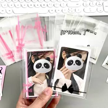 20 шт., самоклеящаяся сумка для карт с милым розовым, черным бантом, Kpop Star, 3 дюйма, фотокарточка, Kawaii, продающая карта, карман для упаковки «сделай сам» розовый