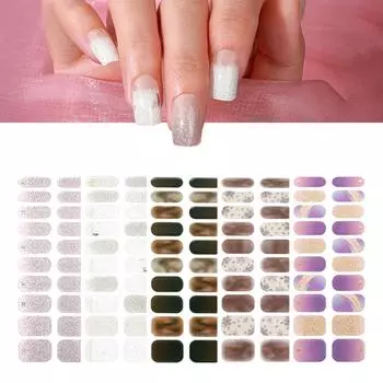 20 шт. самоклеящиеся полоски для ногтей гель-лак для ногтей полные полоски наклейки для ногтей гелевые полоски для ногтей гелевые наклейки для ногтей 18