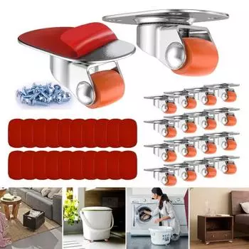 20 шт. самоклеящихся роликовых колес, грузоподъемность 30 фунтов, поворот на 360 градусов, плавное вращение, универсальные роликовые колеса