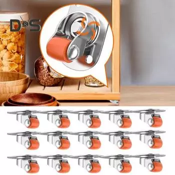 20 шт. самоклеящихся роликовых колес, грузоподъемность 30 фунтов, поворот на 360 градусов, плавное вращение, универсальные роликовые колеса коричневый