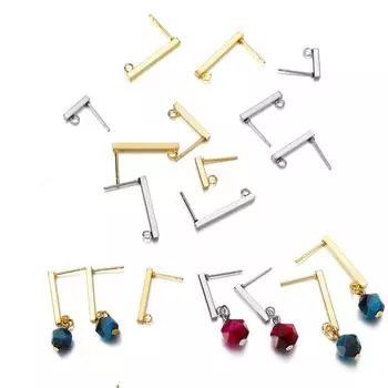 20 шт., серьги-гвоздики из нержавеющей стали Т-образного типа, заглушка для ушей, пустая пробка для сережек для DIY, принадлежности для изготовления ювелирных изделий, аксессуары 2.0x10mm золотой