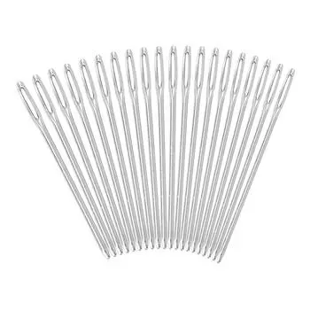 20 шт серебряные большие круглые вязальные иглы для вышивания, длина 52 мм