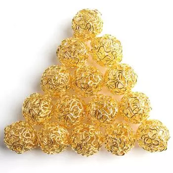 20 шт., серебряные, золотые, бронзовые, полые бусины из проволоки, 18 мм, для изготовления ювелирных изделий своими руками золотой