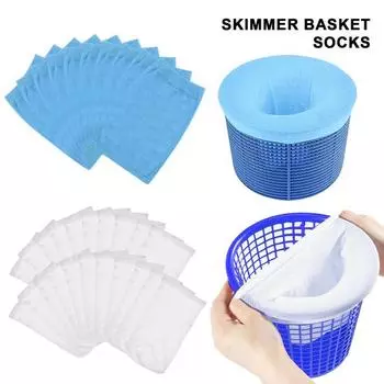 20 шт. сетчатые носки для фильтра для бассейна, высокоэластичные сменные сетчатые фильтры для бассейна, многоразовые носки для сбора мусора, скиммеры для надземных и подземных бассейнов синий