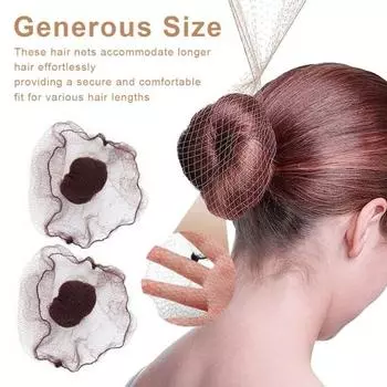 20 шт., сетка для волос «балетные булочки», 5 мм, невидимая дышащая эластичная нейлоновая ткань для женщин и девочек, стюардесса, медсестра, персонал банка, заколка для волос с эластичным краем, сетчатая крышка чёрный