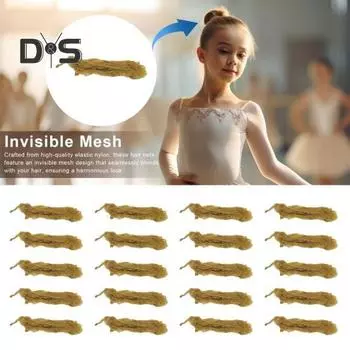 20 шт., сетка для волос «балетные булочки» с U-образными шпильками, ультратонкая невидимая дышащая эластичная нейлоновая прическа для женщин и девочек, сетка для волос с эластичным краем чёрный