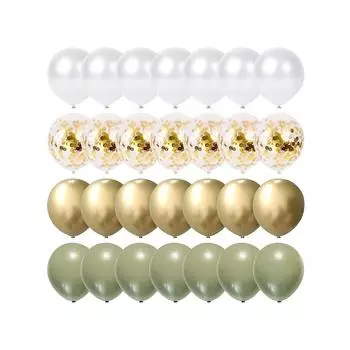 20 шт., шалфей, зеленый, золотой, белый, латексные воздушные шары с конфетти, украшения для детского душа, дня рождения, свадьбы, вечеринки