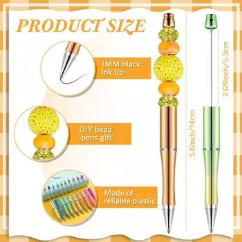 20 шт. шариковая ручка с бисером, пластиковая шариковая ручка с УФ-гальваническим покрытием, 10 цветов 10 Colors Mixed чёрный