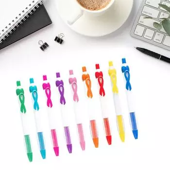 20 шт. шариковая ручка с лентой для осведомленности и зажимом для ручки, выдвижная шариковая ручка для подписи, ручка для письма Smoohtly для офиса горячий розовый