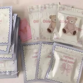 20 шт., симпатичная фея-медведь, бант, матовая сумка-молния, подарки для девочек, упаковка для фотокарточек Kpop, самодельная слепая сумка, материал для девочек, органайзер для стола