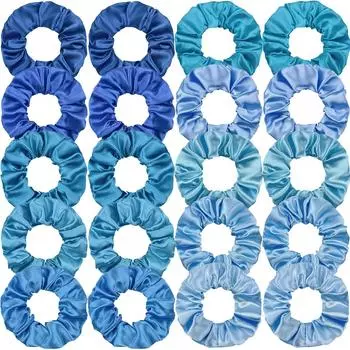 20 шт. Синие женские атласные резинки для волос ручной работы, эластичные резинки для волос, держатель для хвостика, повязка на голову, детские аксессуары для волос для девочек