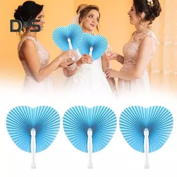 20 шт., складной веер с сердцем любви, портативный летний DIY, синий, розовый, аккордеон, бумажный ручной веер, украшения для свадебной вечеринки, сувениры, принадлежности розовый