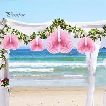 20 шт., складной веер с сердцем любви, портативный летний DIY, синий, розовый, аккордеон, бумажный ручной веер, украшения для свадебной вечеринки, сувениры, принадлежности розовый