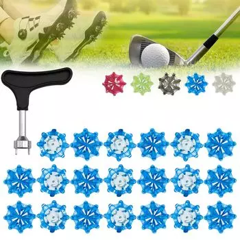 20 шт. сменных шипов для обуви для гольфа, шипы для гольфа, противоскользящие, легко снимаются, 1 шт. ключ для шипов для гольфа (Очистить КрасныйОчистить