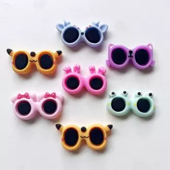 20 шт. смешанные очки с милыми животными, смоляные декоративные с плоской задней частью альбом для вырезок, ювелирные изделия «сделай сам», аксессуары для волос, очаровательные декоративные аксессуары разноцветный