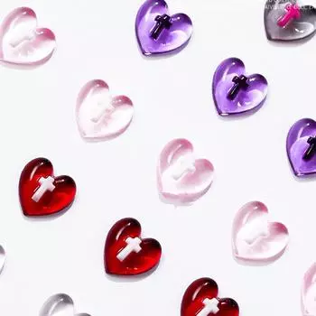 20 шт. смоляные прозрачные персиковые сердечки для ногтей, крестообразные плоские задние украшения для ногтей, 3D-принадлежности для ногтей для украшения маникюра своими руками чёрный