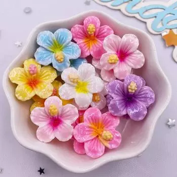 20 шт. смолы Kawaii 3D красочные окрашенные персиковые цветы плоские задние цветы камни скрапбукинг фигурки DIY бант декор аксессуары ремесла